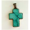 Image 2 : Sterling Silver .925 Cross Design  Turquoise Pendant 22.02g 35x55mm