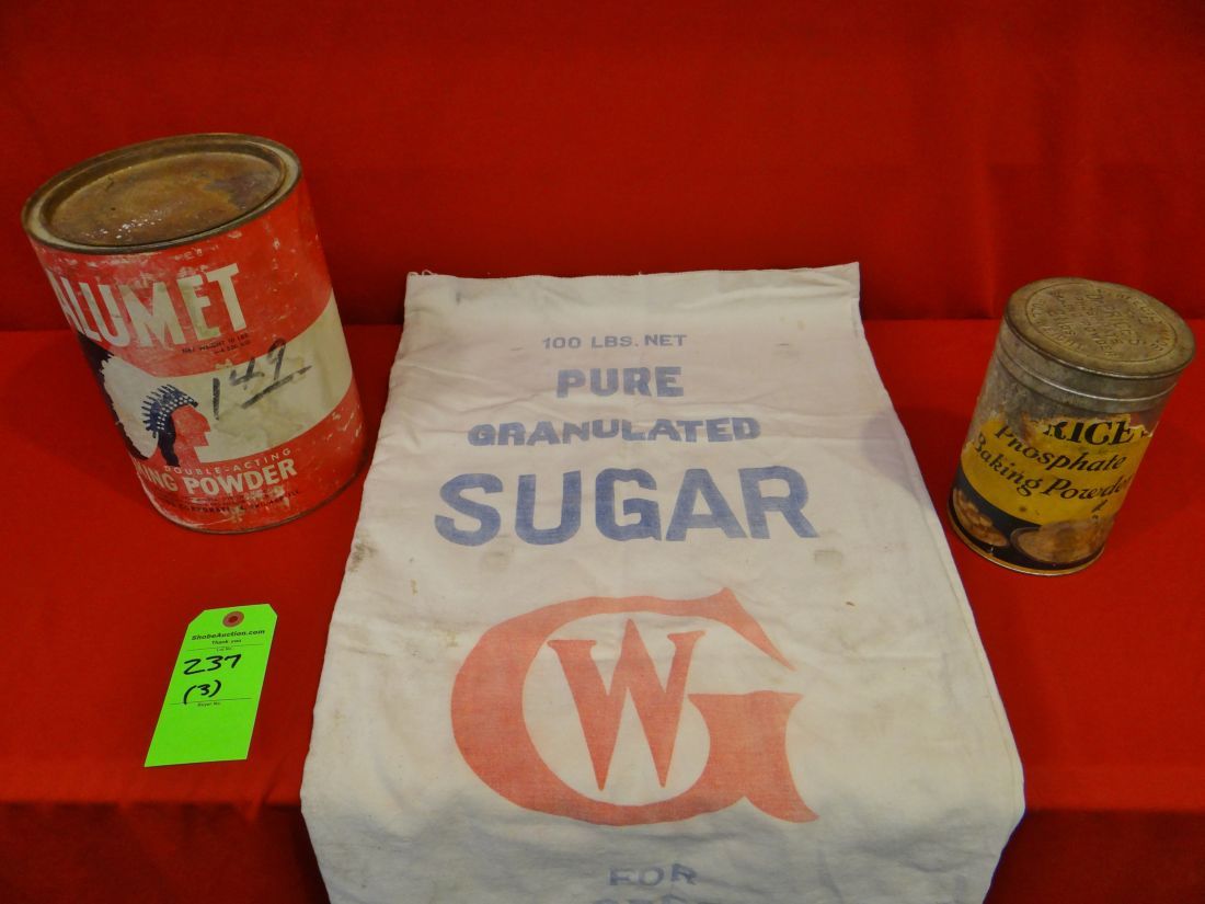 Calumet baking powder tin (unopened), Dr. Prices phosphate baking