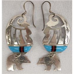 Hopi Silver Inlay Earrings by McBride Lomayestewa