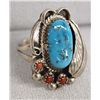 Image 1 : Navajo Sterling Turquoise Coral Ring, Size 7