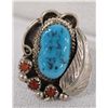Image 2 : Navajo Sterling Turquoise Coral Ring, Size 7