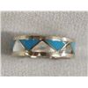 Image 1 : Navajo Silver Turquoise Mother of Pearl Band, S 7
