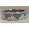Image 2 : Navajo Silver Turquoise Mother of Pearl Band, S 7