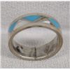Image 3 : Navajo Silver Turquoise Mother of Pearl Band, S 7