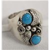Image 2 : Navajo Silver Bisbee Blue Turquoise Ring, Size 15