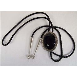 Navajo Sterling Silver Onyx Bolo Tie