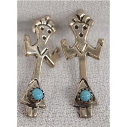 Navajo Sterling Turquoise Kachina Earrings