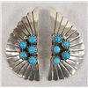 Image 1 : Navajo Sterling Turquoise Fan Shaped Earrings