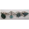 Image 1 : 6 Zuni Sterling Silver Turquoise Rings