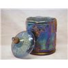 Image 2 : Carnival Glass Blue Iridescent Wafer Jar