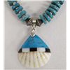 Image 2 : Santo Domingo Turquoise Inlay Shell Necklace