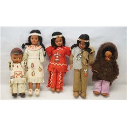 Collection of 5 Vintage Native American Dolls