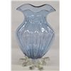 Image 1 : Light Amethyst Ruffled Art Glass Footed Vase