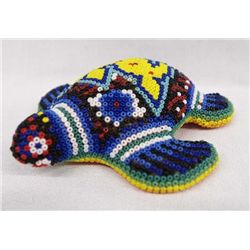 Huichol Indian Beaded Ceramic Turtle