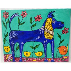 Original Acrylic Happy Dog by Kills Thunder