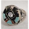 Image 1 : Navajo Sterling Turquoise CZ Ring, Size 10.5
