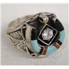 Image 2 : Navajo Sterling Turquoise CZ Ring, Size 10.5