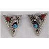 Image 1 : Navajo Sterling Turquoise Coral Collar Tips