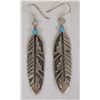 Image 1 : Navajo Sterling Turquoise Feather Dangle Earrings