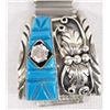 Image 2 : Navajo Sterling Turquoise and CZ Watchband