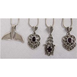 Collection of 4 Sterling Silver Necklaces