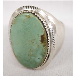 Navajo Silver Landers Turquoise Ring, Size 12.25