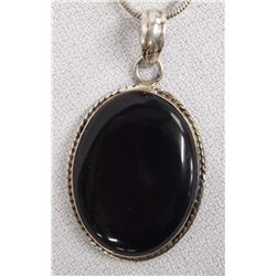 Sterling Silver and Onyx Designer Necklace