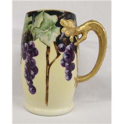 Jean Pouyat Limoges Grapes Dragon Handled Tankard