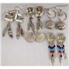 Image 2 : 5 Pr Navajo Sterling Silver Earrings, Multi-Stone