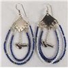 Image 1 : Custom Made Silver Lapis and Opal Earrings by Mann