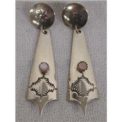 Navajo Stering Pink Mother of Pearl Earrings