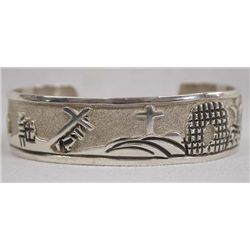 Navajo Silver Storyteller Bracelet by Roger John