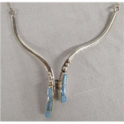Zuni Sterling Silver and Inlay Opal Necklace