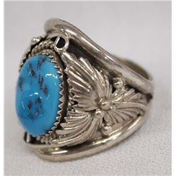 Navajo Sterling Kingman Turquoise Ring by A. Fiero