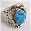 Image 2 : Navajo Sterling Kingman Turquoise Ring by A. Fiero