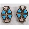 Image 1 : Zuni Sterling Overlay Turquoise Clip-On Earrings
