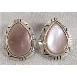 Navajo Sterling and Pink Mother of Pearl Earrings