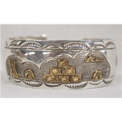 Navajo Gold on Sterling Storyteller Bracelet