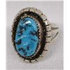 Image 1 : Navajo Silver Kingman Turquoise Ring, Size 7.5
