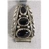Image 2 : Navajo Sterling Onyx Watch Band by Robert Becenti