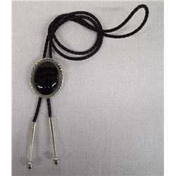 Navajo Sterling Onyx Bolo Tie