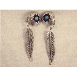 Navajo Sterling Silver Turquoise Clip-On Earrings