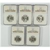 Image 1 : LOT OF ( 5 ) 1963 WASHINGTON QUARTER,  NGC MS-65