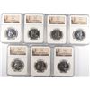Image 1 : 1957, 58, 59, 60, 61, 62 AND 1963 FRANKLIN HALF DOLLARS ALL NGC PROOF-66!