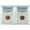 Image 1 : 1941-D AND 1942 LINCOLN CENTS, PCGS MS-66 RED