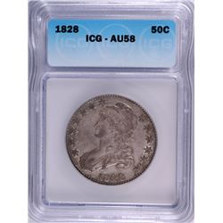 1828 BUST HALF ICG AU-58