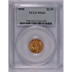 1926 $2.50 GOLD INDIAN HEAD, PCGS MS63