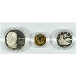 1993 BILL OF RIGHTS 3 PIECE COMMEM. SET: $5 GOLD, SILVER DOLLAR AND HALF DOLLAR