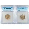 Image 1 : 2-1938-D BUFFALO NICKELS ICG MS62 & MS 60 SCRATCHED