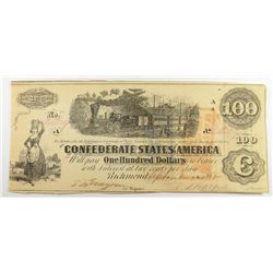 1862 $100 CONFEDERATE STATES OF AMERICA CH AU